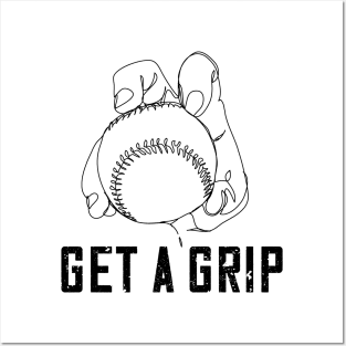 Baseball Pitcher Knuckleball Grip Pun Posters and Art